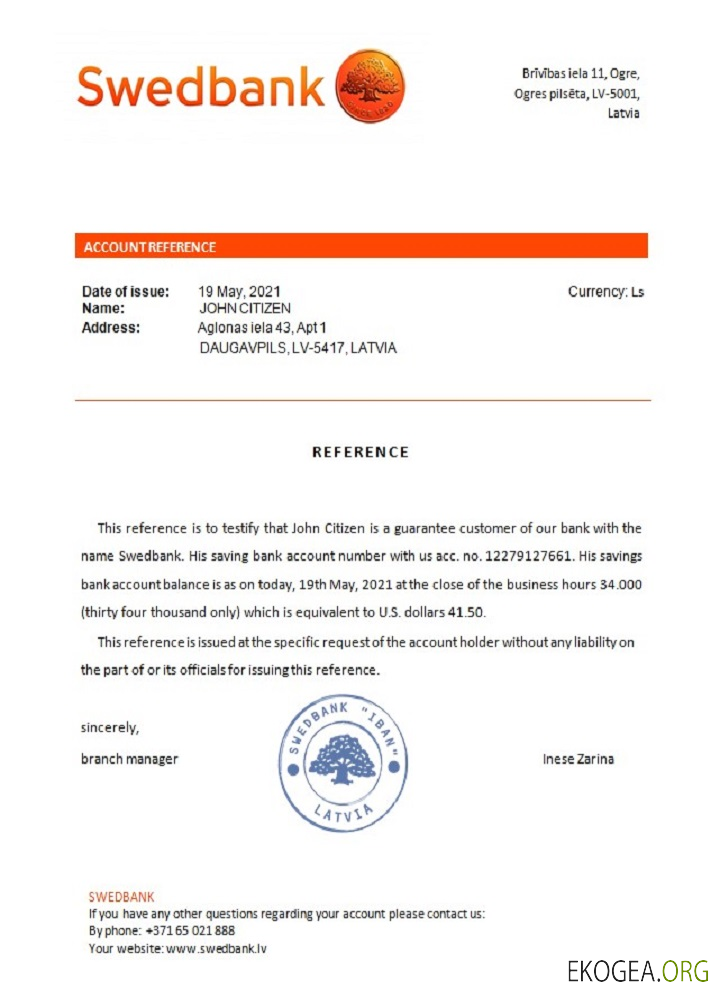 Lettonie , Swedbank , reference